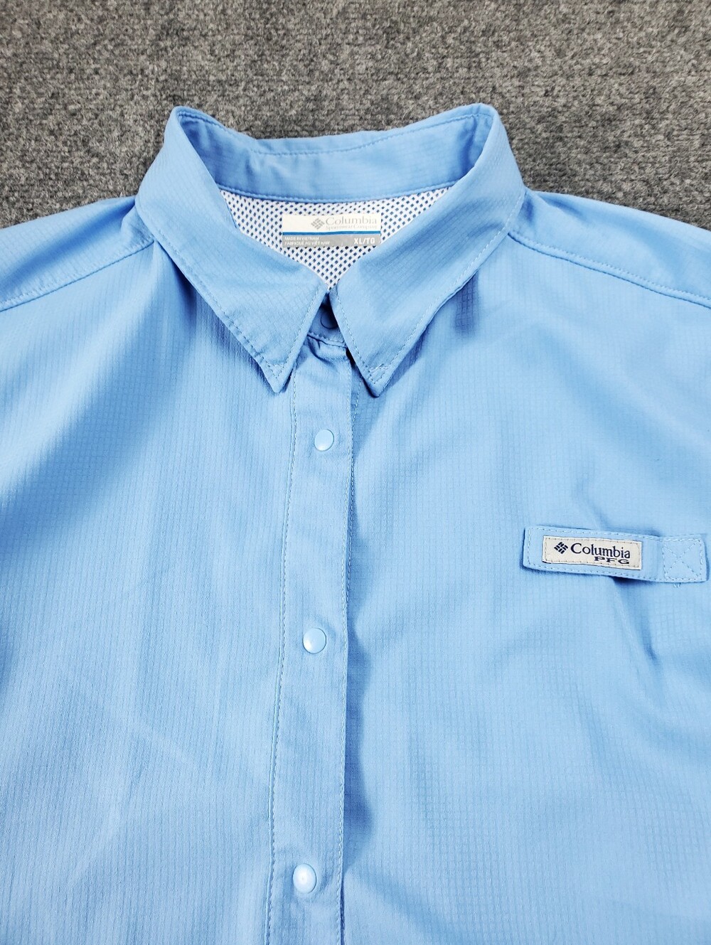 Columbia PFG Fishing Shirt Womens XL Snap Up Vented Roll Sleeve Blue Button Up - Picture 5 of 12